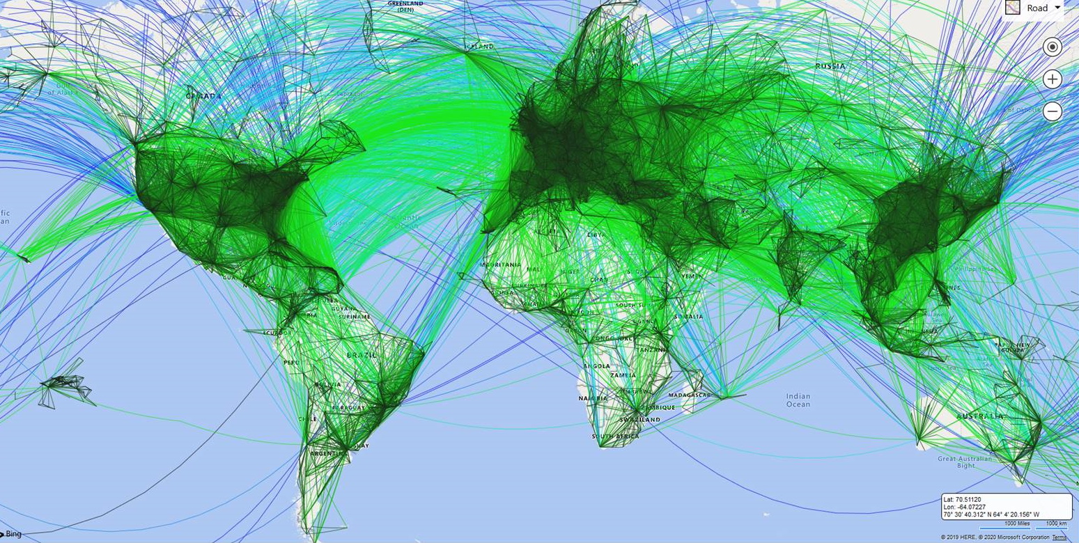 world flight path