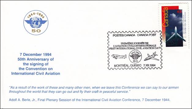 Canada - ICAO - Commemoration 50th - 7 December 1994 - Full sizecopy